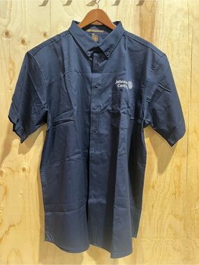 Johnson Controls Men's Navy Short-Sleeve Button-Down Work Shirt. Size XL